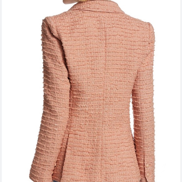 L'Agence Chamberlain Metallic Tweed Blazer Dusty Rose - Picture 3 of 11